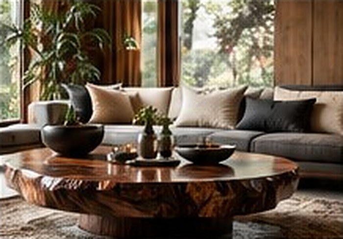 Living room with live-edge coffee table