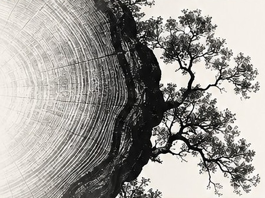 Tree rings and tree silhouette
