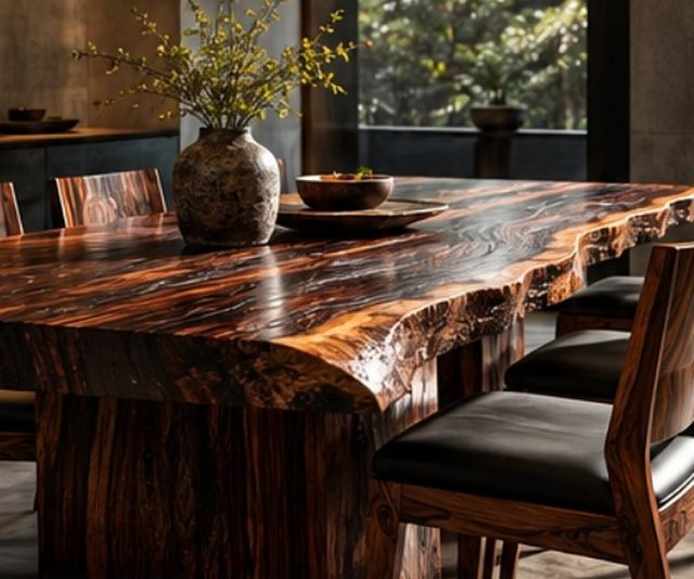 Live-edge rosewood dining table