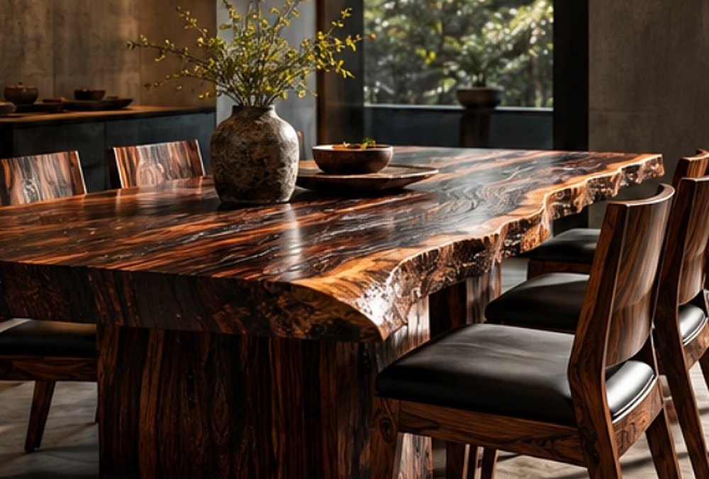 Live-edge rosewood dining table